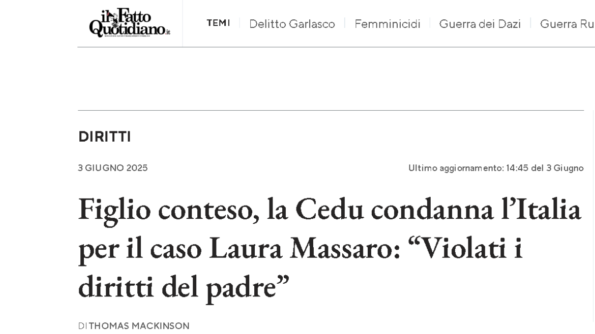 Figlio conteso, la CEDU condanna l’Italia: violati i diritti del padre