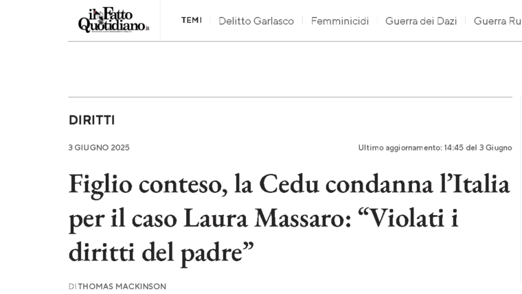Figlio conteso, la CEDU condanna l’Italia: violati i diritti del padre